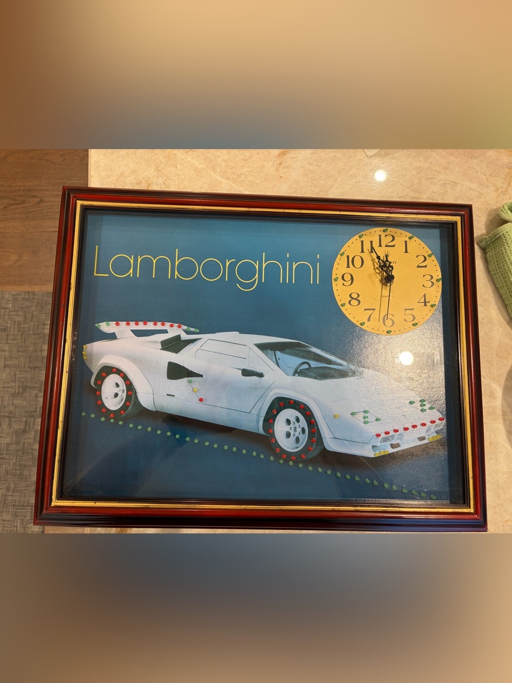 Vintage late-90s / early-2000s Lamborghini illuminated wall clock (OBO)
